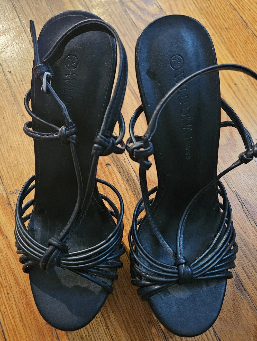Black Strappy Stiletto Sandals  Sz 7 1/2